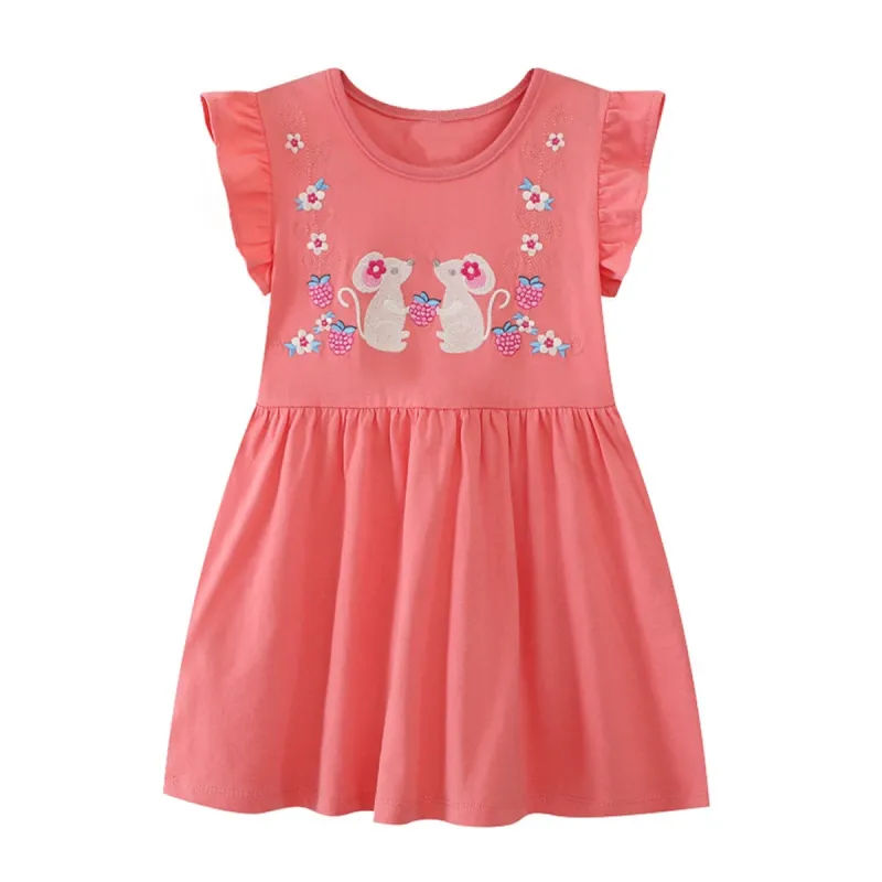 Watermelon Pink Floral Mouse Ruffle-Sleeve Dress sold by Zulily