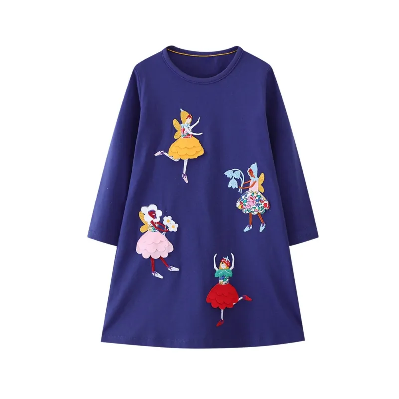 Blue Ballet Dancer Round Neck Long Sleeve Dress sold by Zulily