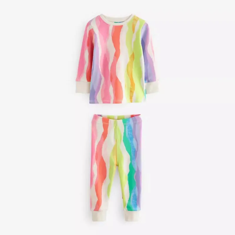 Multi Color Watercolor Stripe Round Neck Loungewear Suit sold by Zulily