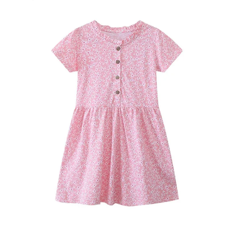 Pink Floral Buttoned Short-Sleeve Dress sold by Zulily
