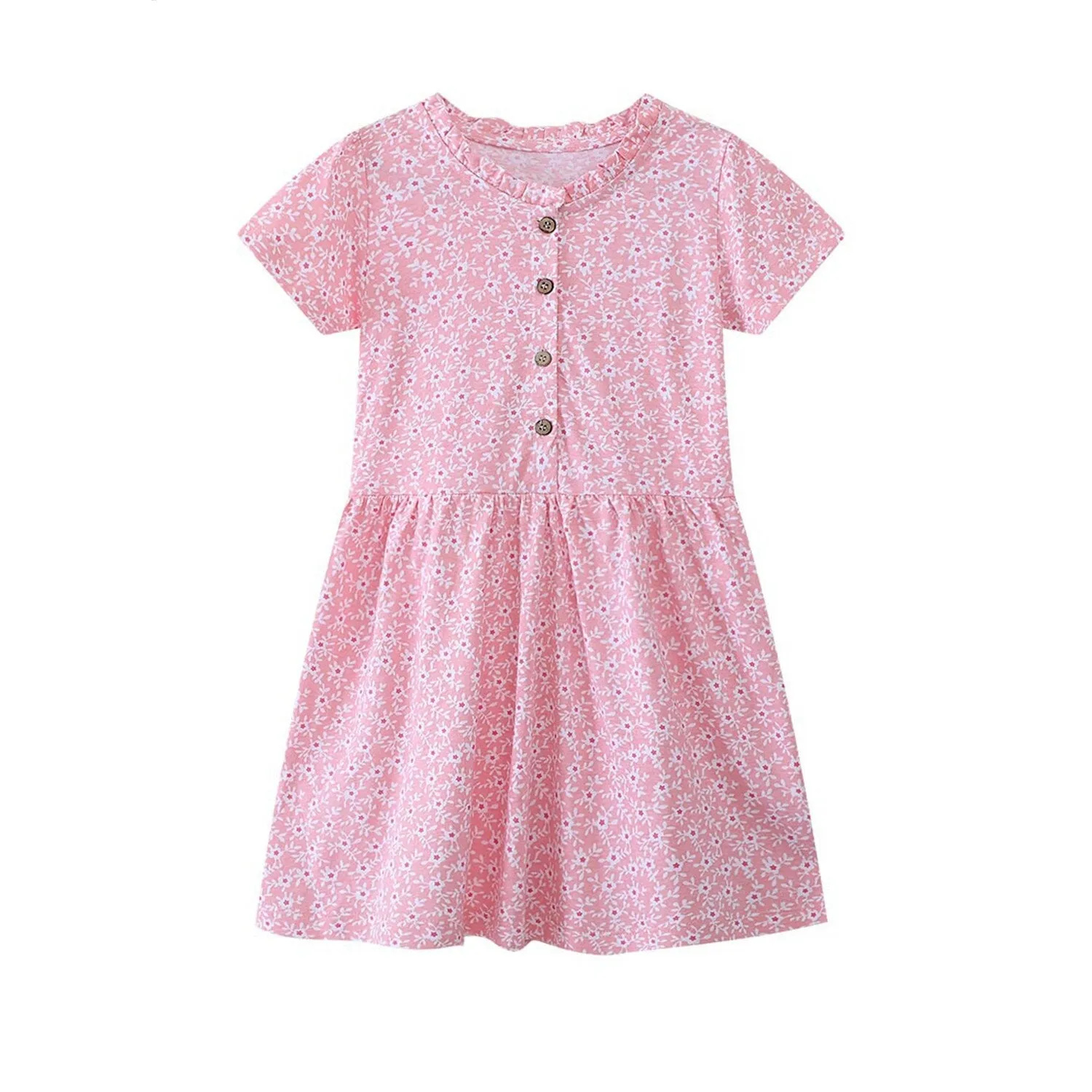 Pink Floral Buttoned Short-Sleeve Dress sold by Zulily
