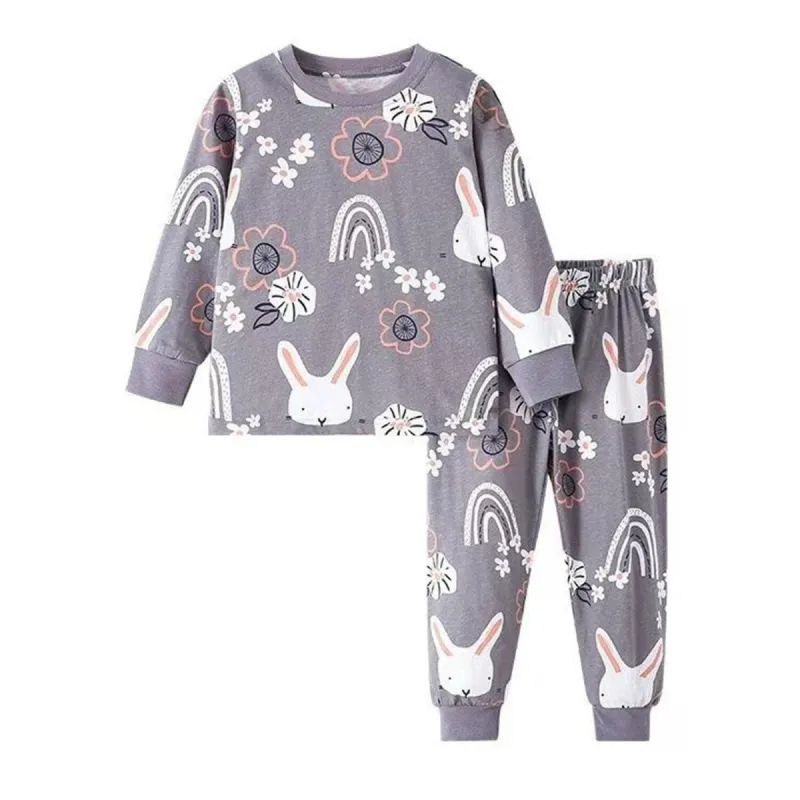 Grey Floral Bunny Round Neck Loungewear Suit sold by Zulily