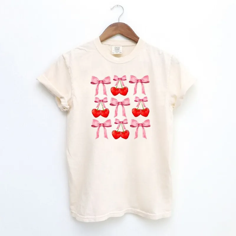 Cherry Coquette Bow Chart Garment Dyed Tee sold by Zulily
