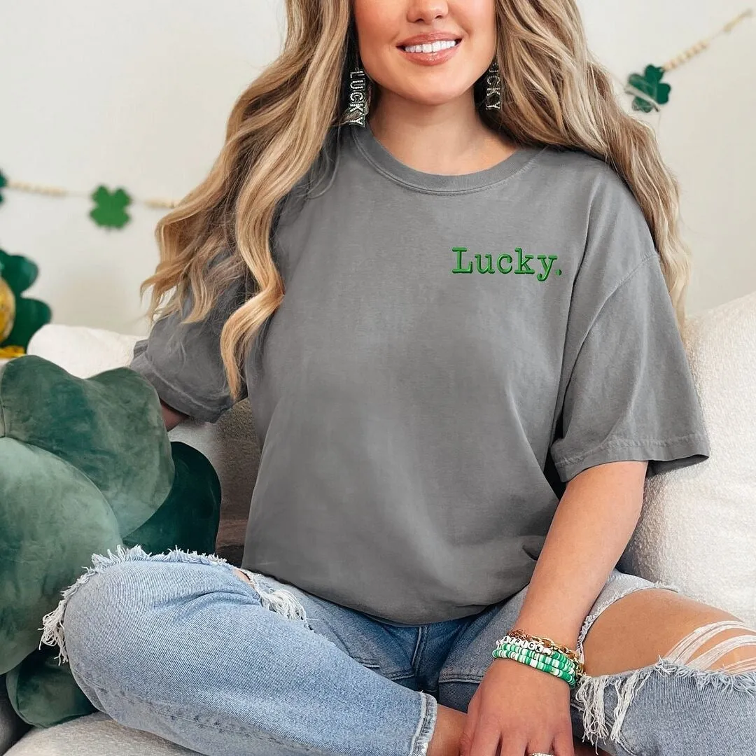 Embroidered Lucky Typewriter Garment Dyed Tee sold by Zulily product image thumbnail 3