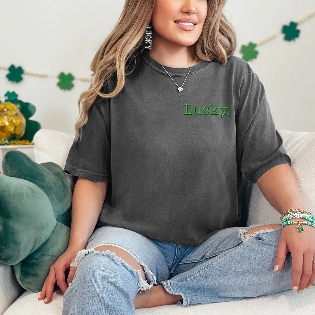 Embroidered Lucky Typewriter Garment Dyed Tee sold by Zulily product image thumbnail 3
