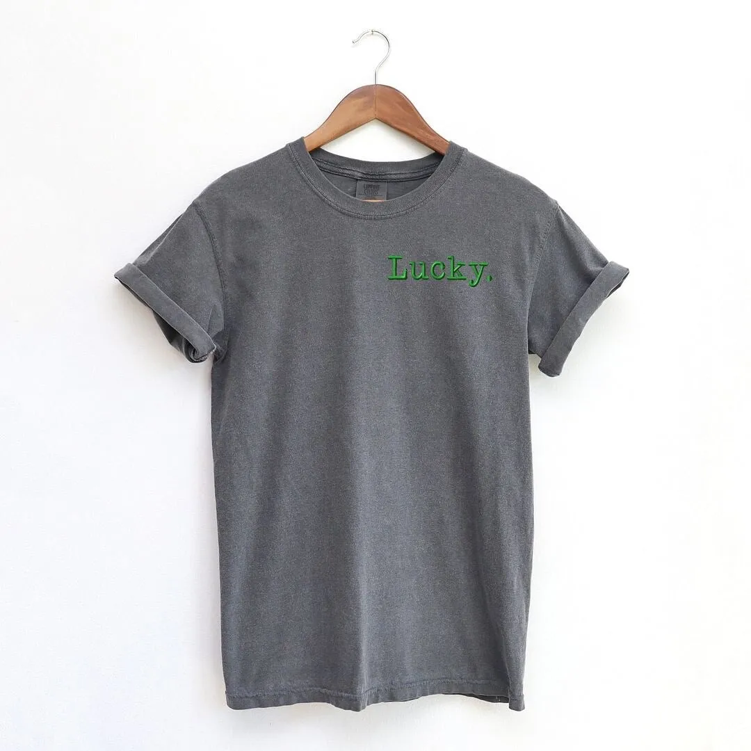 Embroidered Lucky Typewriter Garment Dyed Tee sold by Zulily product image thumbnail 2