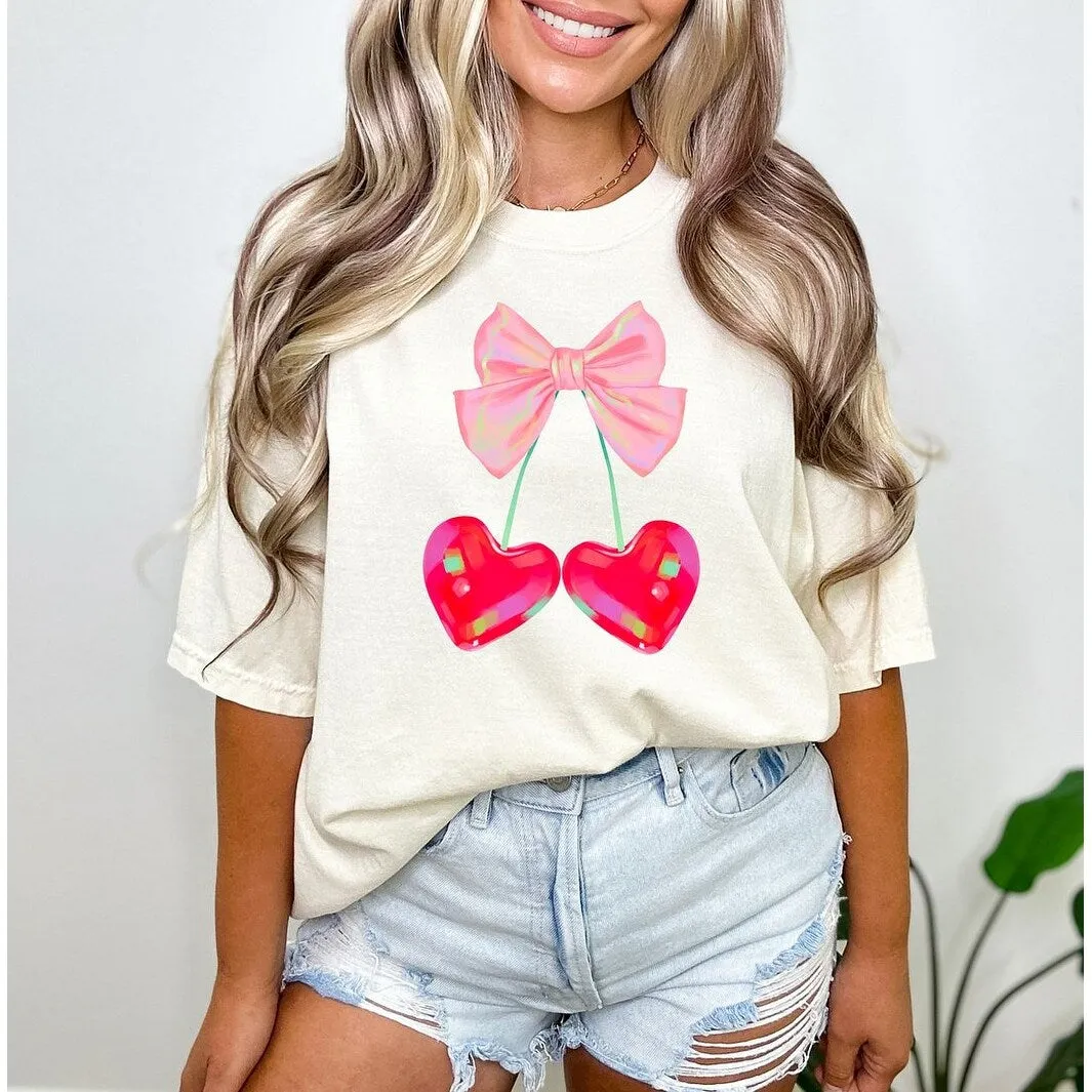 Heart Cherries Coquette Garment Dyed Tee sold by Zulily product image thumbnail 2