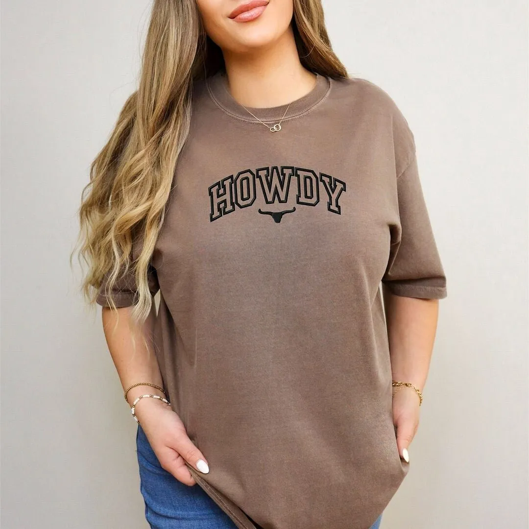 Embroidered Howdy Bull Varsity Garment Dyed Tee sold by Zulily product image thumbnail 2