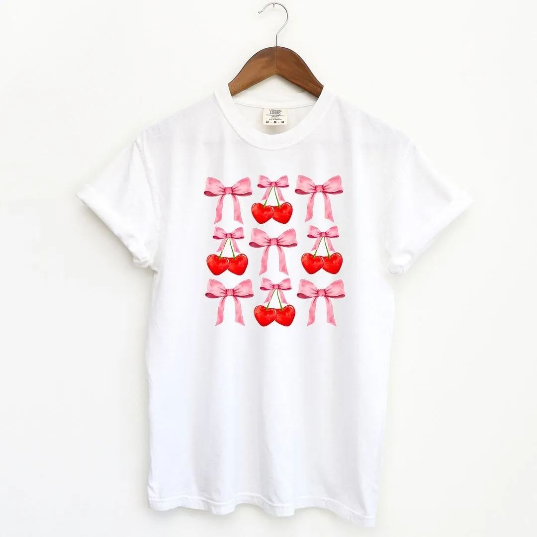 Cherry Coquette Bow Chart Garment Dyed Tee sold by Zulily