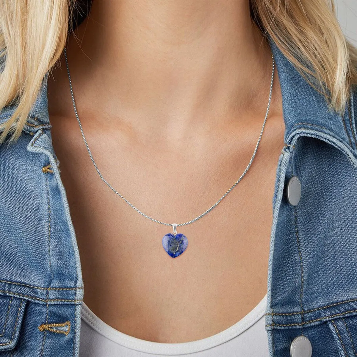 925 Sterling Silver 18.15Ct Lapis Lazuli Heart Pendant for Women Gifts sold by Zulily product image thumbnail 3