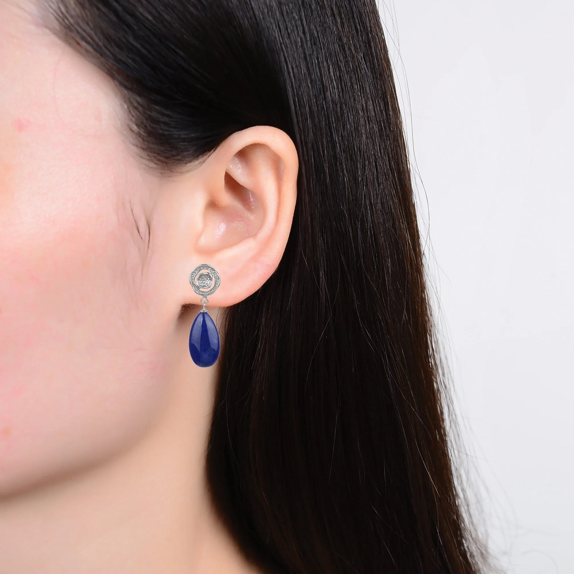 Sterling Silver with Lapis Dangle Earrings sold by Zulily product image thumbnail 2