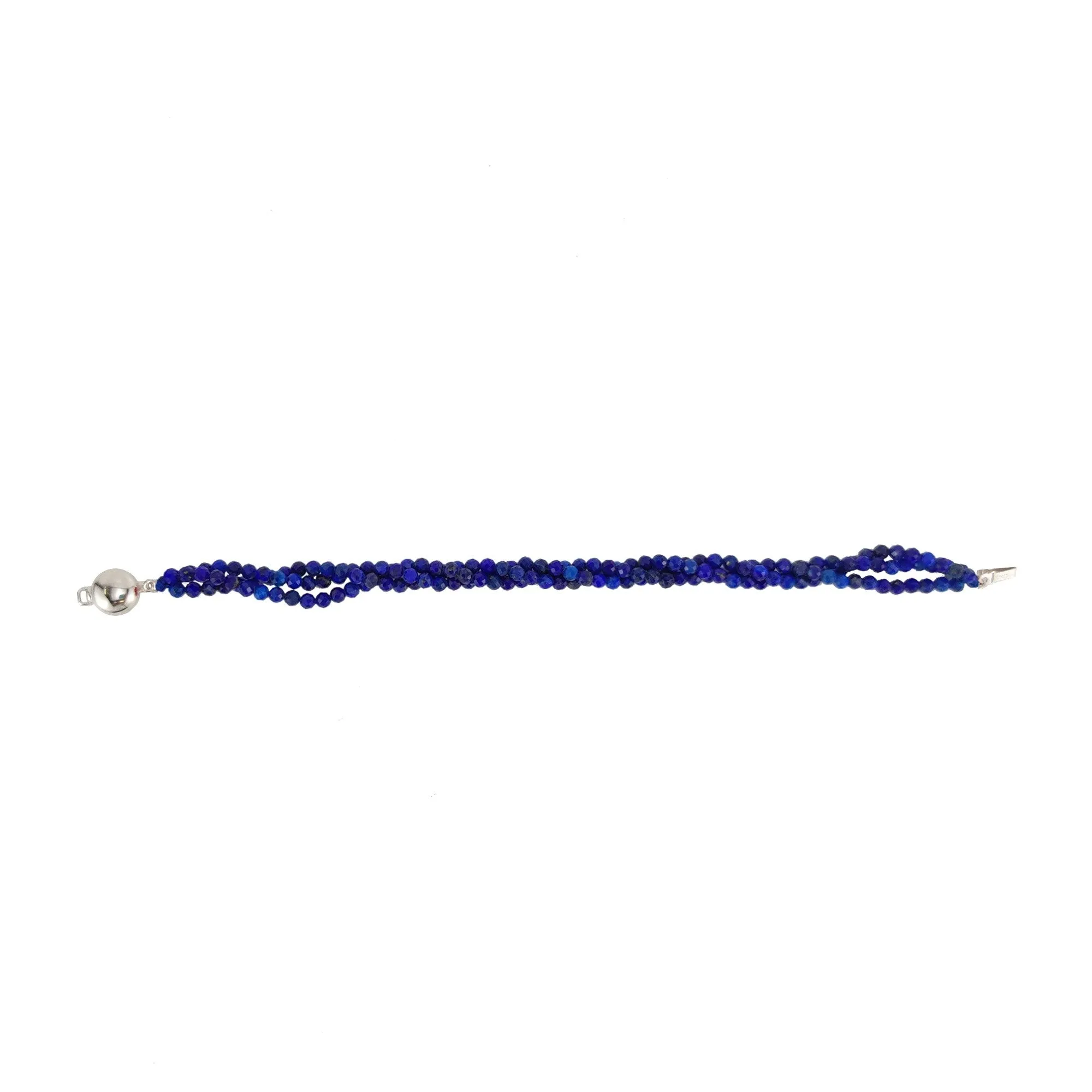 Sterling Silver with Lapis Lazuli Three Row Beaded Bracelet-7.25" sold by Zulily product image thumbnail 2