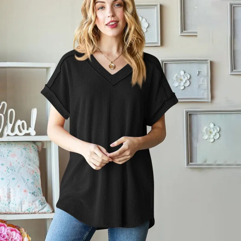Black V-Neck Short-Sleeve T-Shirt sold by Zulily