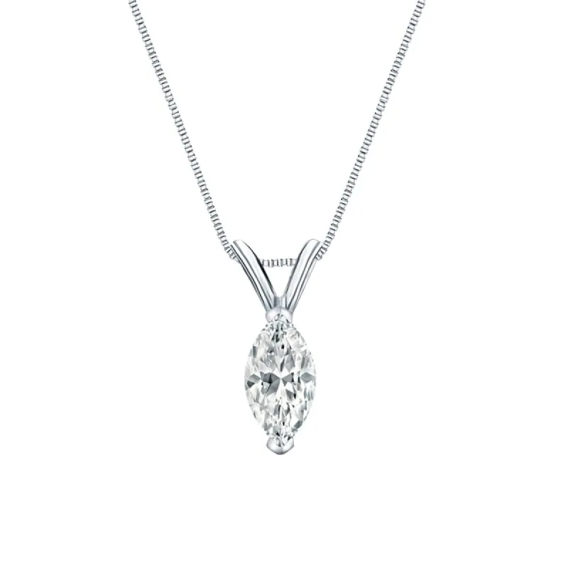 Auriya 14-karat Gold 0.50ctw Marquise Solitaire Lab Grown Diamond Necklace V-End Prong (F-G VS) - 0.5 sold by Zulily