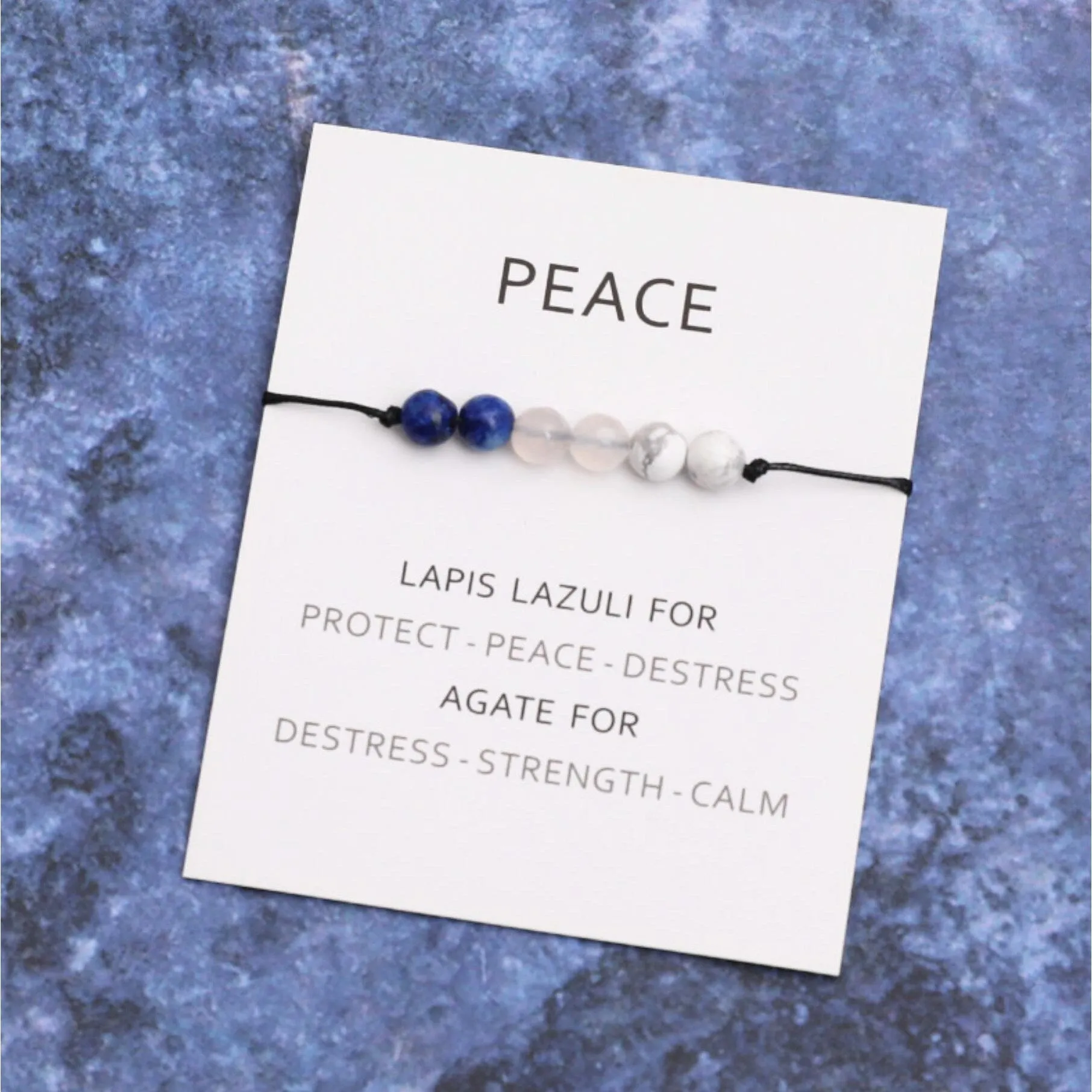 Natural Stone Adjustable Bracelet - Peace sold by Zulily