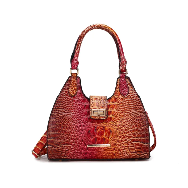Mkfcollection Ava Gradient Croc Tote Bag Vegan Leather Designer Handbag sold by Zulily