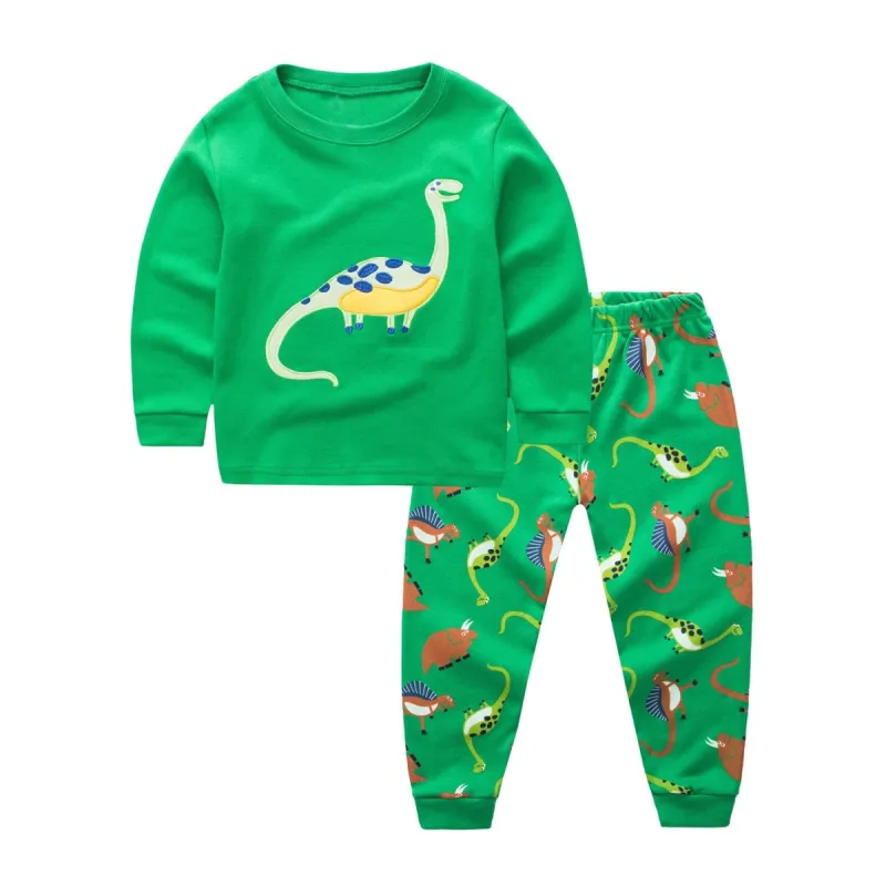 Green Dinosaur Round Neck Loungewear Suit made by Zulily