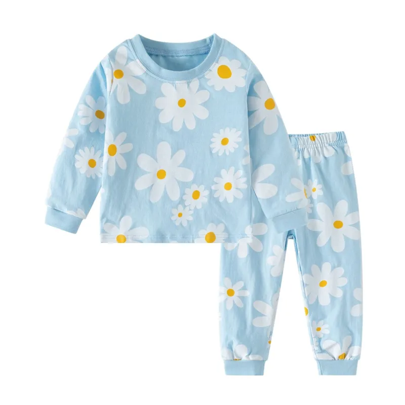 Light Blue Floral Round Neck Loungewear Suit sold by Zulily