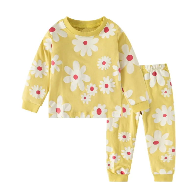 Yellow Floral Round Neck Loungewear Suit sold by Zulily