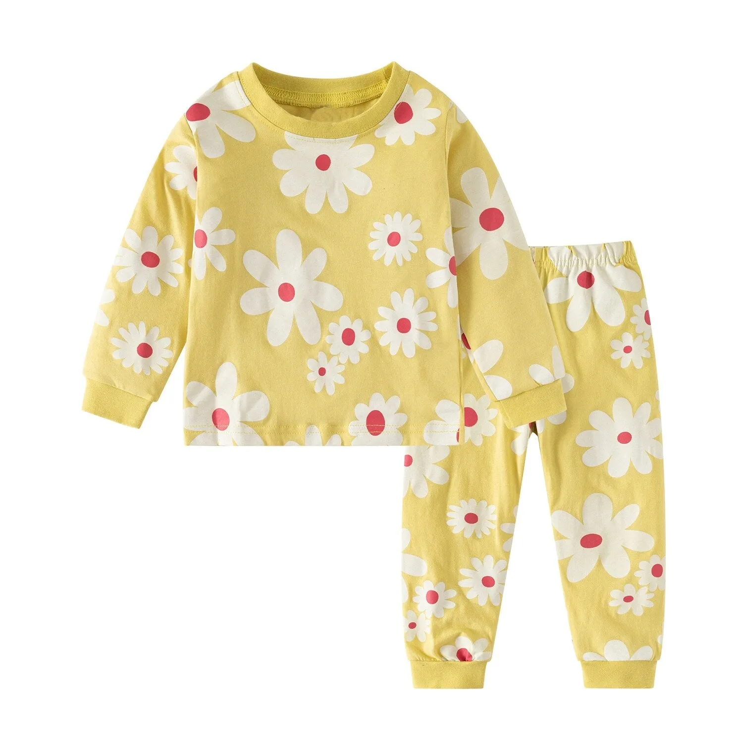 Yellow Floral Round Neck Loungewear Suit sold by Zulily
