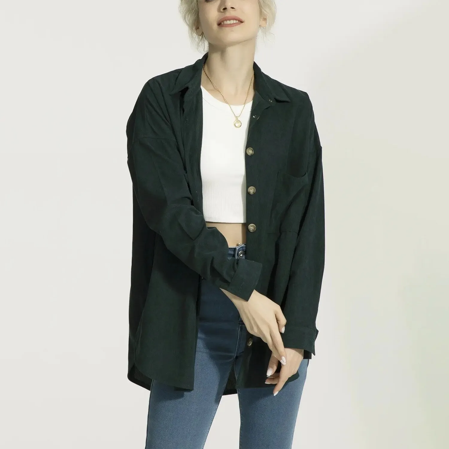 Dark Green Button Shirt sold by Zulily