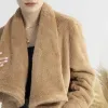 Khaki Large Lapel Fleece Coat sold by Zulily