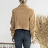 Khaki Large Lapel Fleece Coat sold by Zulily