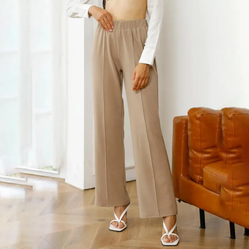 Khaki High Waist Straight Pants sold by Zulily