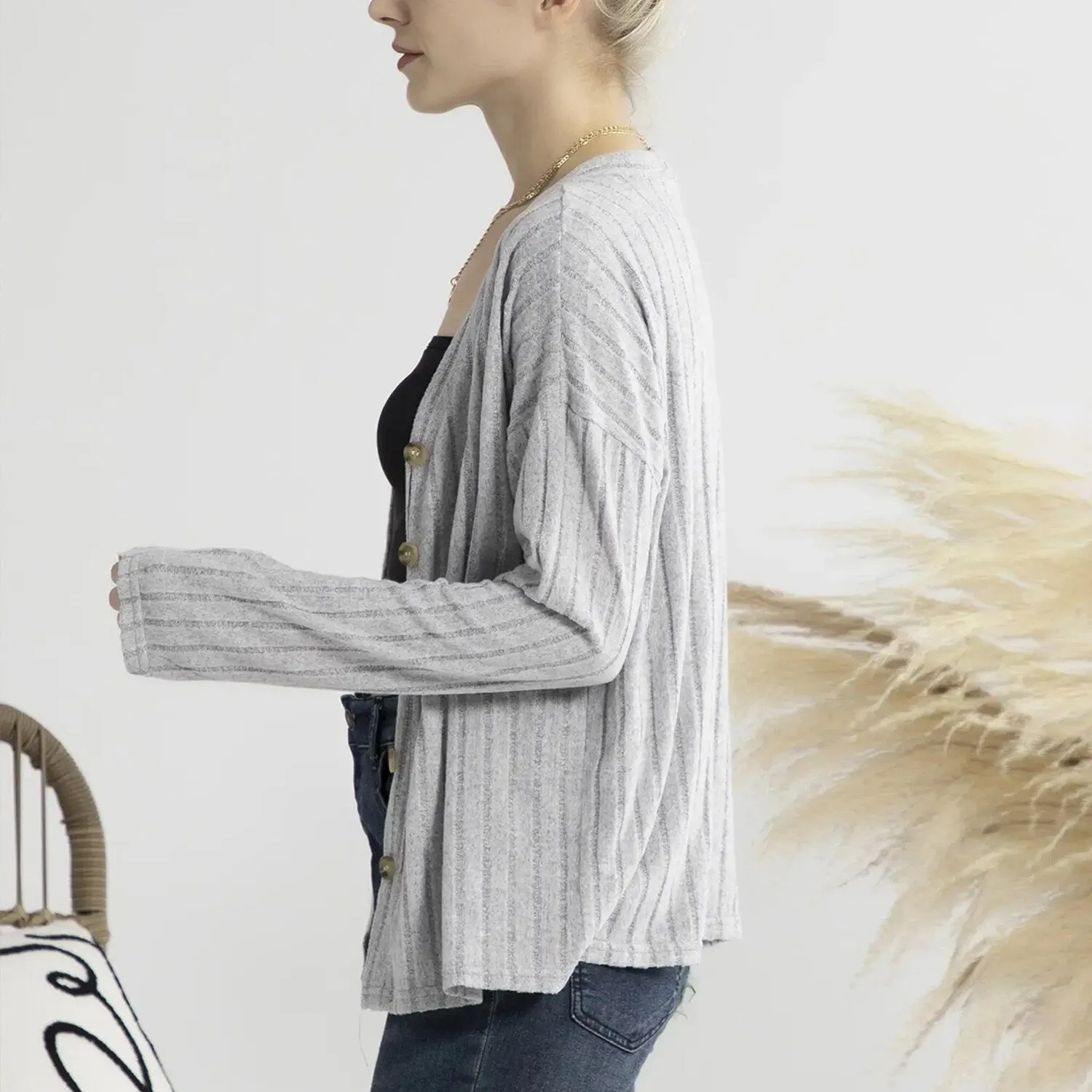 Grey Button Cardigan sold by Zulily product image thumbnail 3