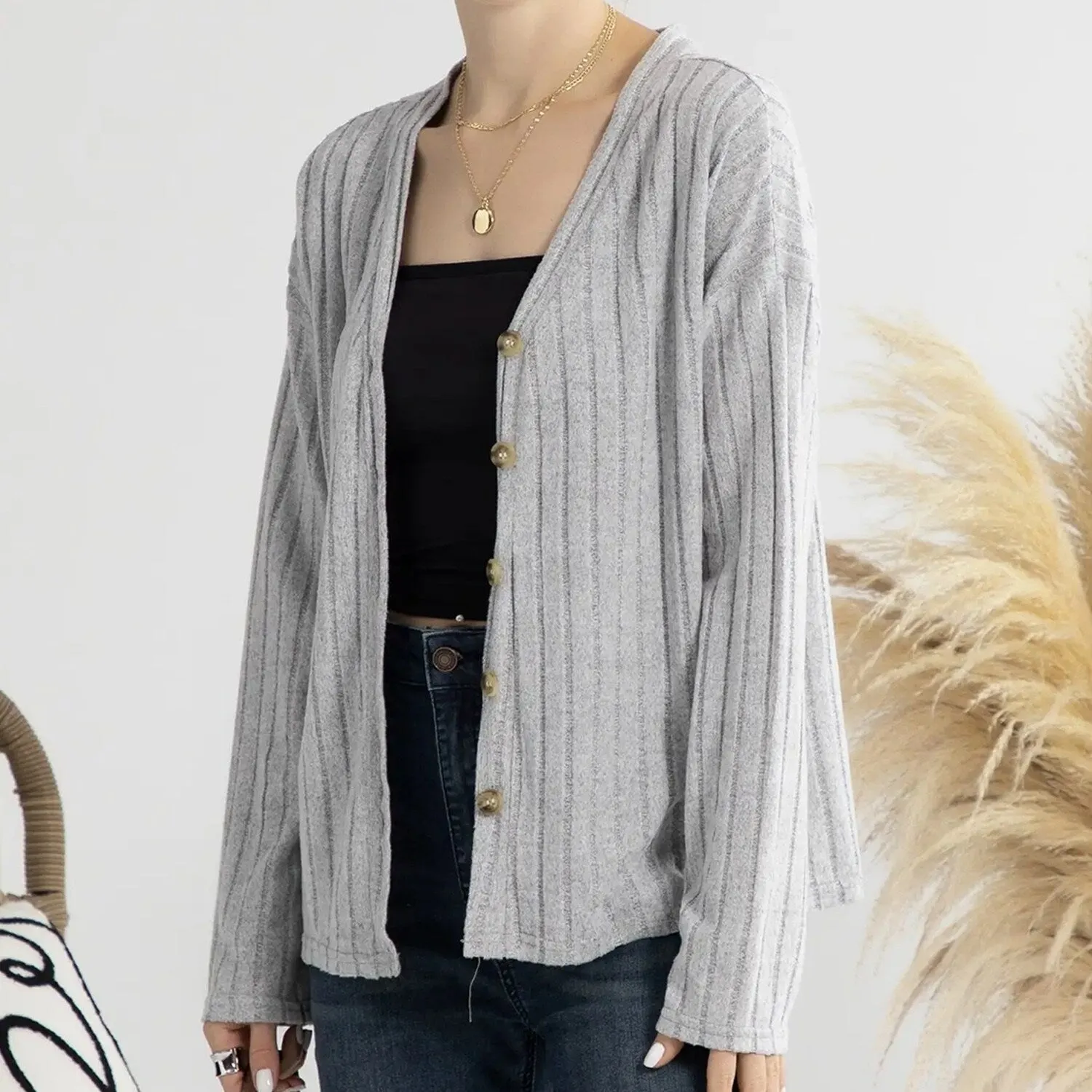 Grey Button Cardigan sold by Zulily