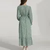 Green Floral Wrap Ruffle-Hem Dress sold by Zulily