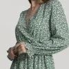 Green Floral Wrap Ruffle-Hem Dress sold by Zulily