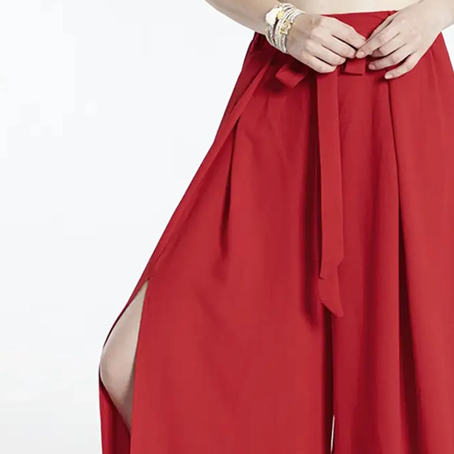 Red Tied Slit Wide Leg Pants sold by Zulily product image thumbnail 4