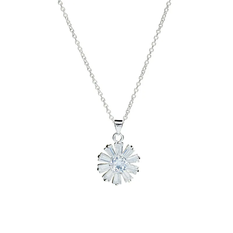 Cubic Zirconia Flower Sterling Silver Pendant Necklace sold by Zulily