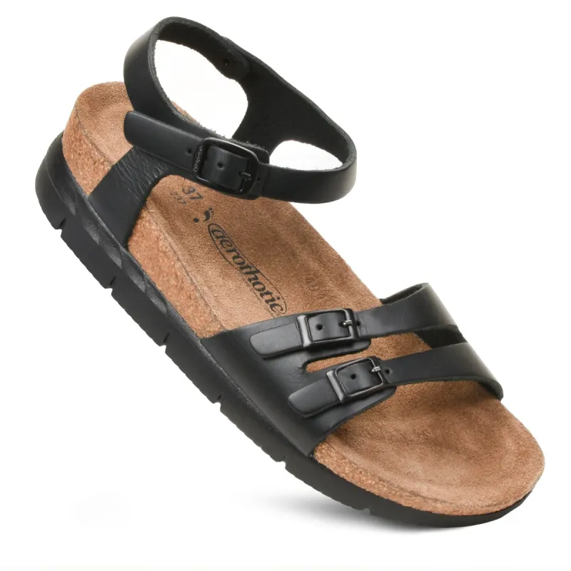 Aerothotic - Whitney Open Toe Genuine Leather Platform Sandals with Adjustable Ankle Strap sold by Zulily