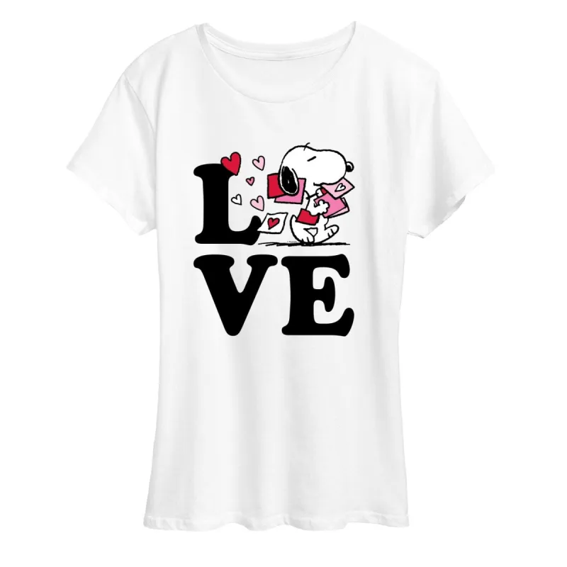 Women's Peanuts Love Snoopy Short Sleeve Tee sold by Zulily