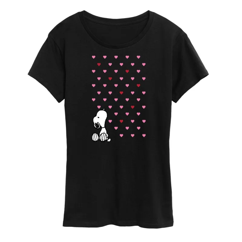Women's Peanuts Valentine's Snoopy Hearts Short Sleeve Tee sold by Zulily