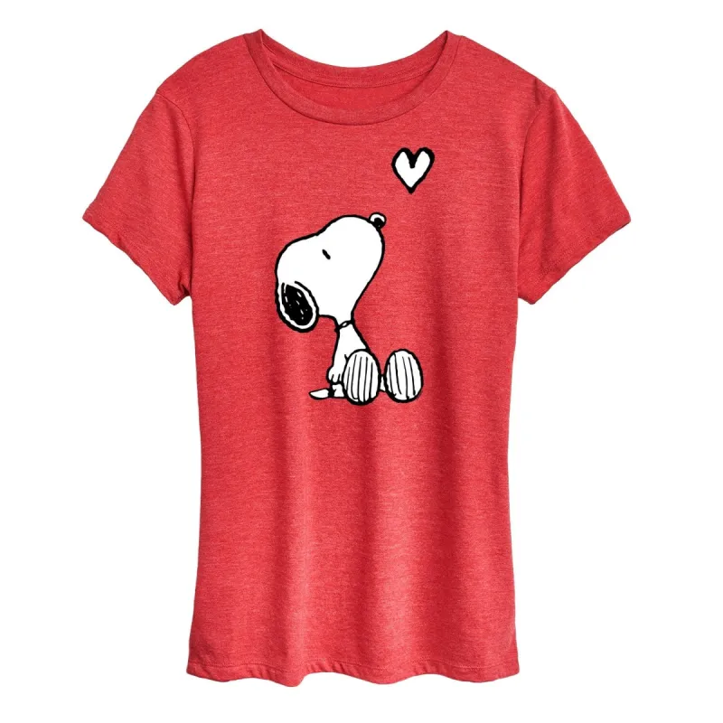 Women's Peanuts Valentine's Snoopy Heart Short Sleeve Tee sold by Zulily