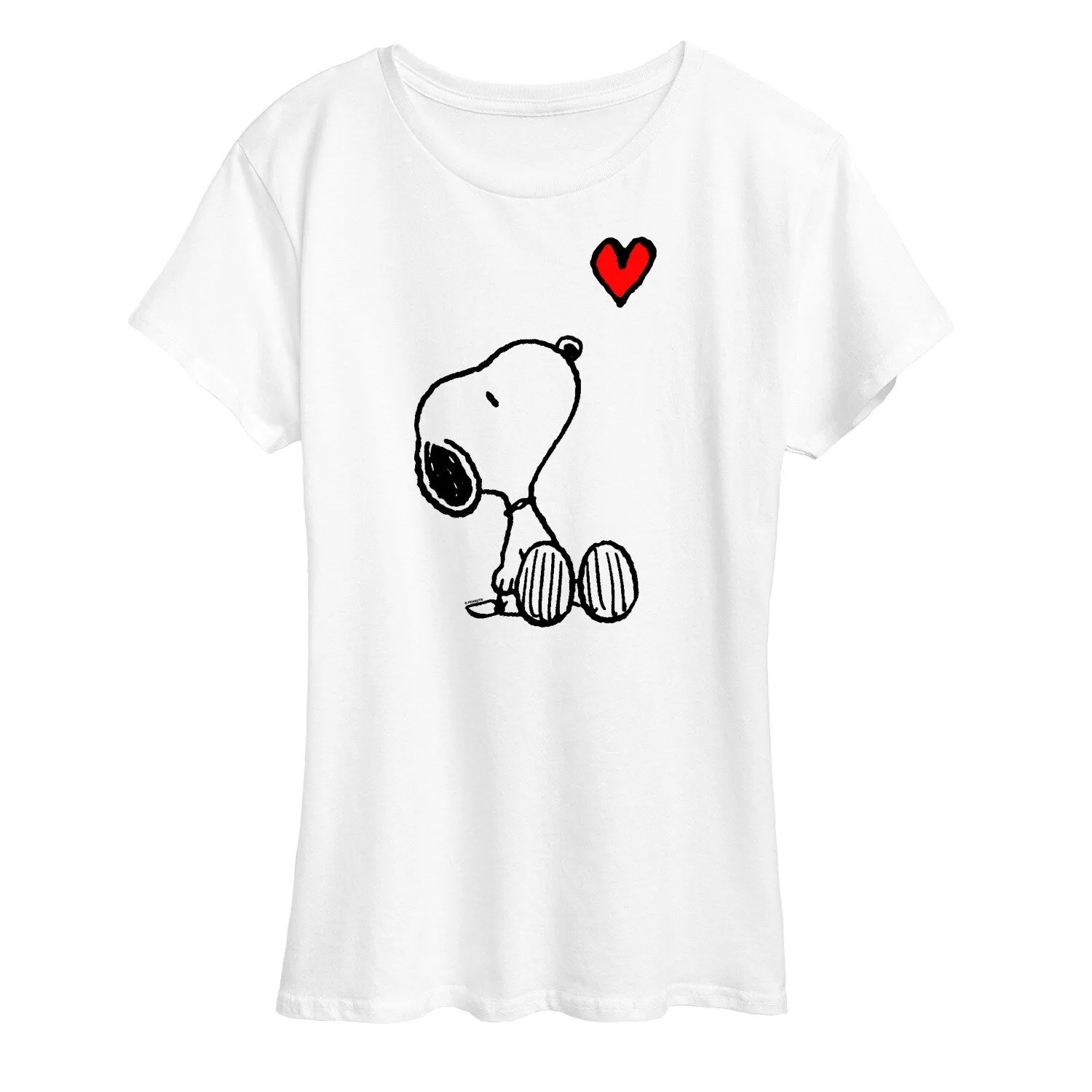 Women's Peanuts Valentine's Snoopy Heart Short Sleeve Tee sold by Zulily