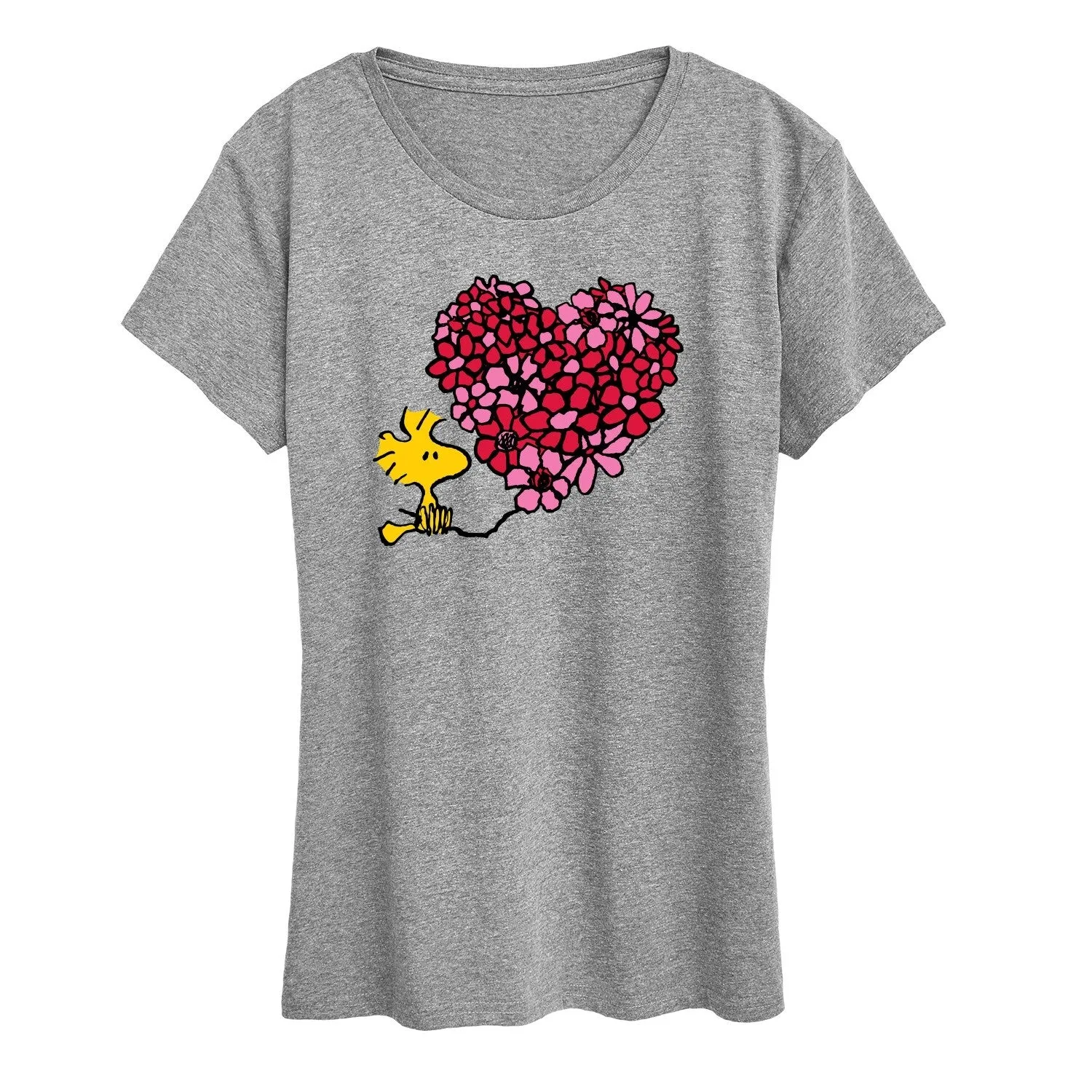 Women's Peanuts Woodstock Floral Heart Short Sleeve Tee sold by Zulily