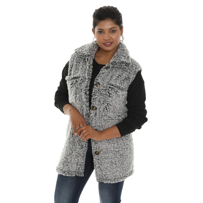 Button Front Faux Fur Vest sold by Zulily