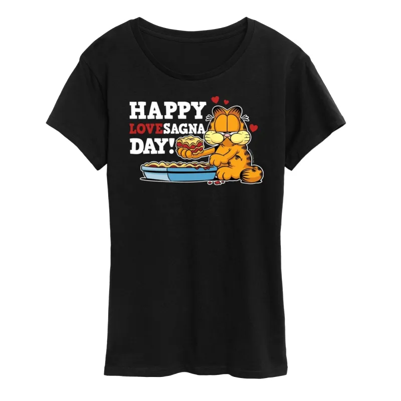 Women's Garfield Happy Lovesagna Day Short Sleeve Tee sold by Zulily