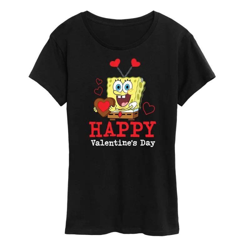 Women's SpongeBob SquarePants Happy Valentine's Day Short Sleeve Tee sold by Zulily