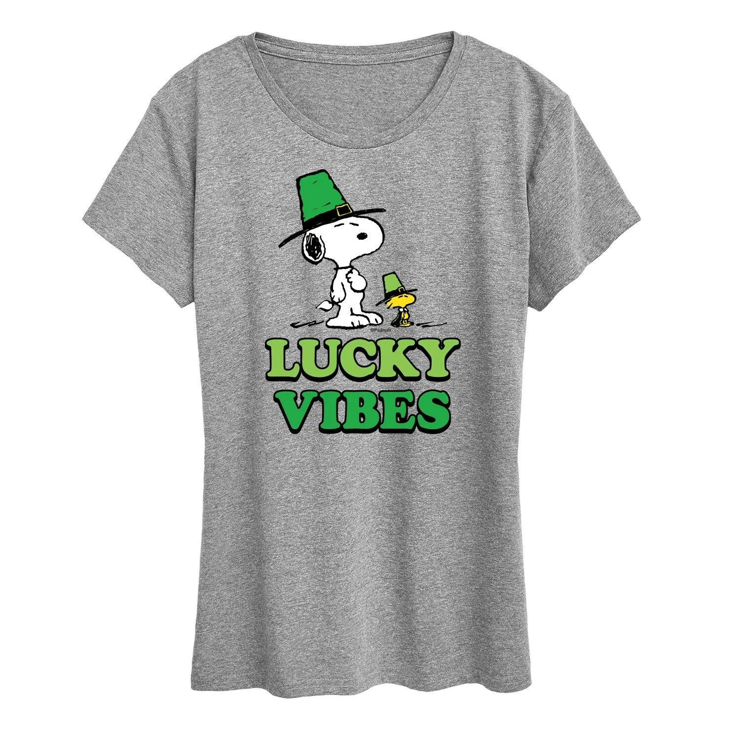 Women's Peanuts Lucky Vibes Short Sleeve Tee sold by Zulily
