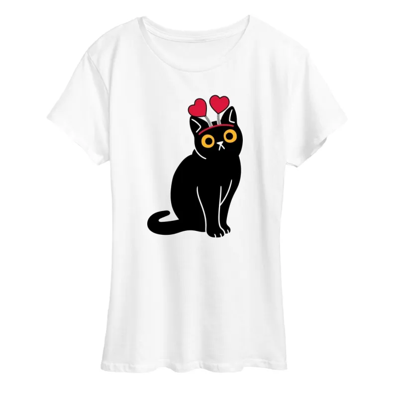 Women's Heart Headband Cat Short Sleeve Tee sold by Zulily