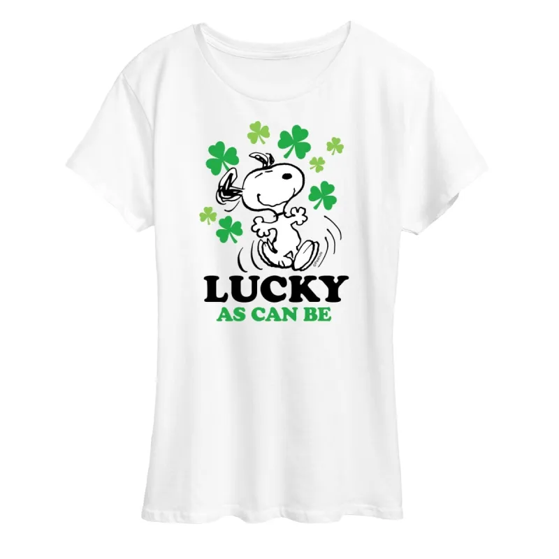 Women's Peanuts Lucky As Can Be Short Sleeve Tee sold by Zulily