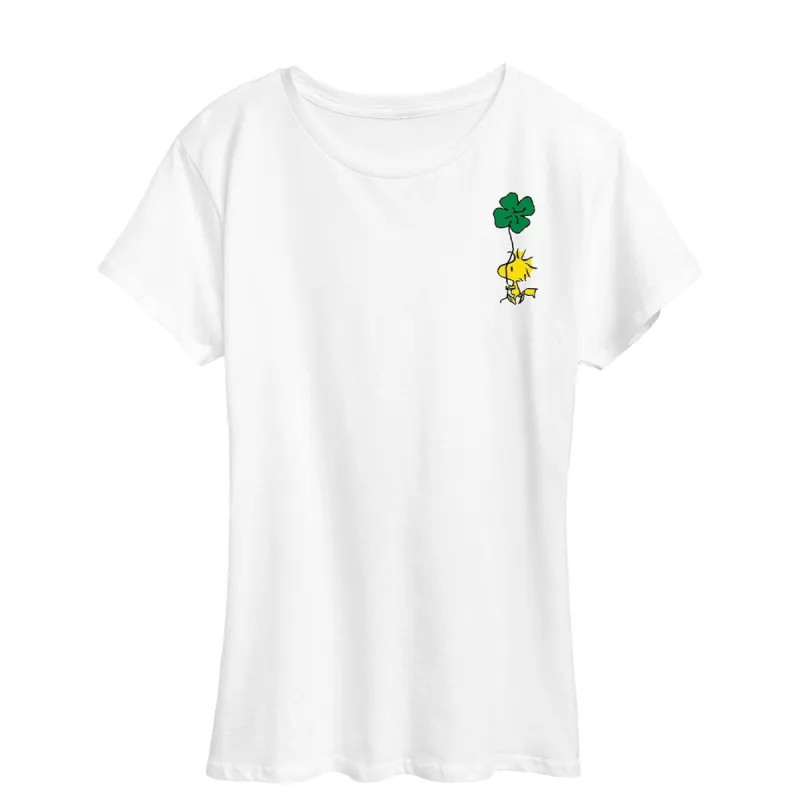 Women's Peanuts Woodstock Clover Short Sleeve Tee sold by Zulily
