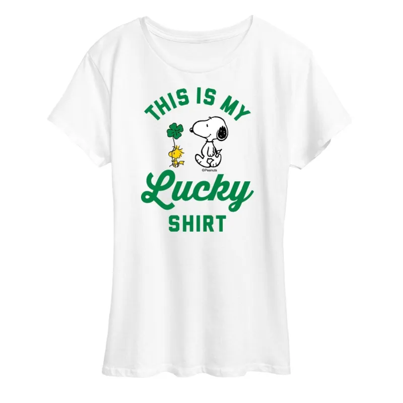 Women's Peanuts Lucky Shirt Short Sleeve Tee sold by Zulily