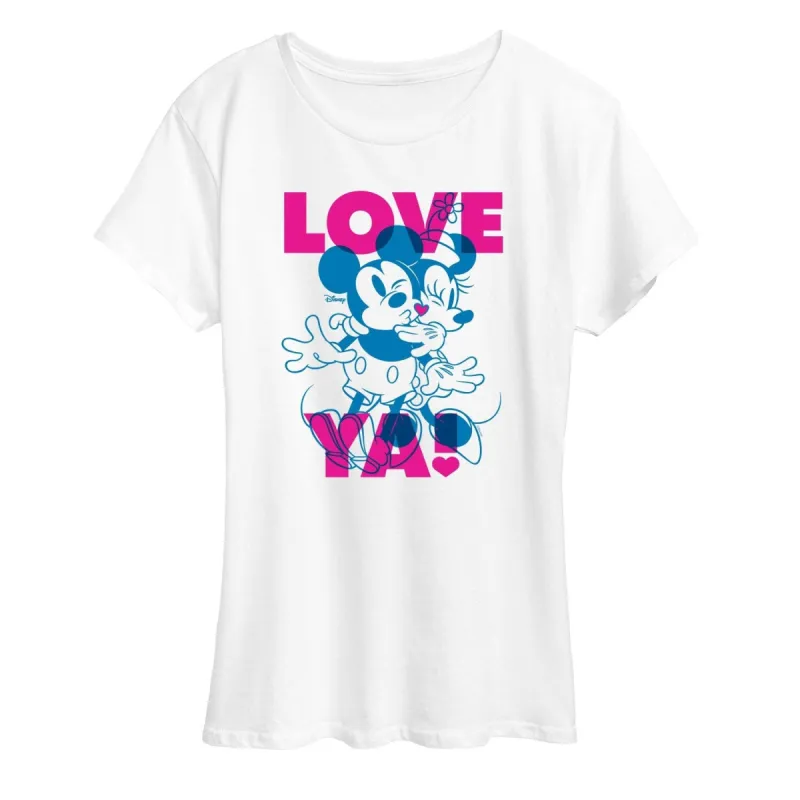 Women's Disney Mickey Minnie Kiss Me Short Sleeve Tee sold by Zulily