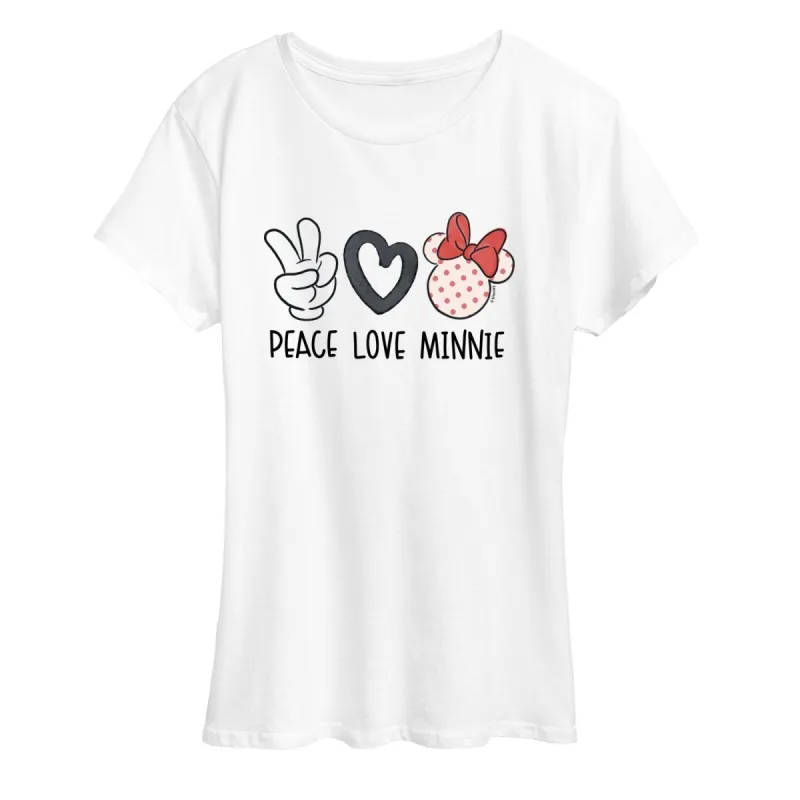 Women's Disney Peace Love Minnie Short Sleeve Tee sold by Zulily
